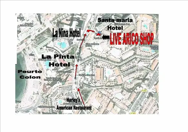 Map showing the location of the Live Paws Charity Shop near Costa Adeje