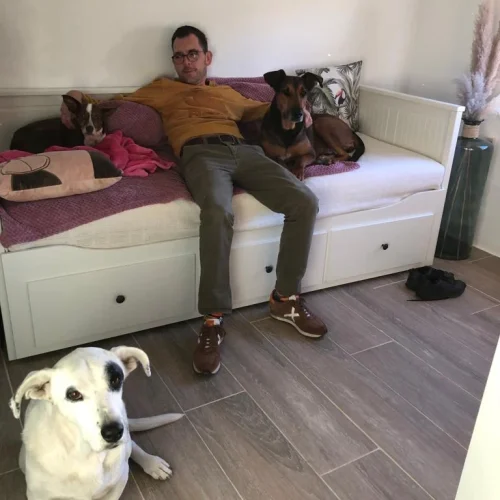 Foster family with a dog